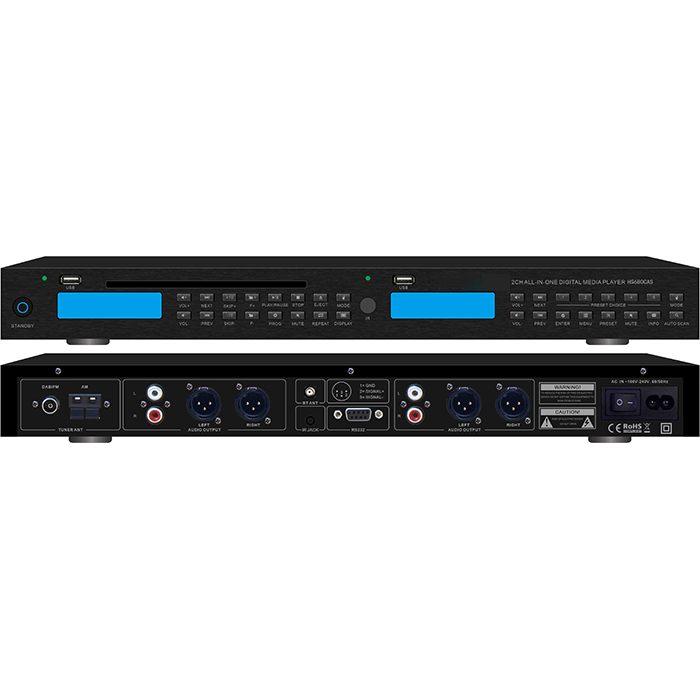 ZGR7306  CD、USBMP3、AM/FM收音、蓝牙四合一双通道播放器、带RS232接口
